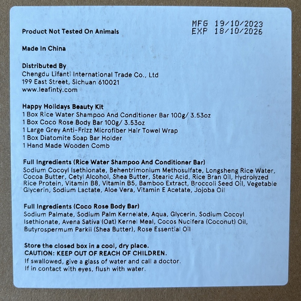 Leafinty Rice Shampoo Bar, Body Wash Bar, Soap Holder, Hair Comb & Hair Towel - Picture 11 of 11